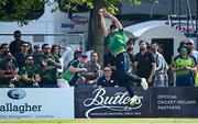 10 May 2024; Barry McCarthy of Ireland fields the ball during match one of the Floki Men's T20 International Series between Ireland and Pakistan at Castle Avenue Cricket Ground in Dublin. Photo by Seb Daly/Sportsfile