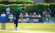 10 May 2024; Mark Adair of Ireland during match one of the Floki Men's T20 International Series between Ireland and Pakistan at Castle Avenue Cricket Ground in Dublin. Photo by Seb Daly/Sportsfile