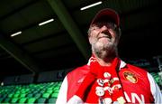 10 May 2024; St Patrick's Athletic supporter Brian Manning from Castleknock in Dublin before the SSE Airtricity Men's Premier Division match between Shamrock Rovers and St Patrick's Athletic at Tallaght Stadium in Dublin. Photo by Shauna Clinton/Sportsfile