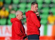 10 May 2024; St Patrick's Athletic coaches Ian Bermingham, right, and Graham Kelly before the SSE Airtricity Men's Premier Division match between Shamrock Rovers and St Patrick's Athletic at Tallaght Stadium in Dublin. Photo by Stephen McCarthy/Sportsfile