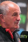 10 May 2024; Dundalk manager Noel King is interviewed by LOITV before the SSE Airtricity Men's Premier Division match between Waterford and Dundalk at the Regional Sports Centre in Waterford. Photo by Michael P Ryan/Sportsfile