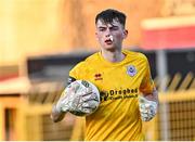 10 May 2024; Drogheda United goalkeeper Andrew Wogan, after getting treatment for a blood injury, during the SSE Airtricity Men's Premier Division match between Shelbourne and Drogheda United at Tolka Park in Dublin. Photo by Piaras Ó Mídheach/Sportsfile