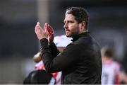 10 May 2024; Derry City manager Ruaidhrí Higgins after the SSE Airtricity Men's Premier Division match between Derry City and Bohemians at The Ryan McBride Brandywell Stadium in Derry. Photo by Ramsey Cardy/Sportsfile