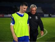 10 May 2024; Pádraig Amond of Waterford with head coach Keith Long after the SSE Airtricity Men's Premier Division match between Waterford and Dundalk at the Regional Sports Centre in Waterford. Photo by Michael P Ryan/Sportsfile
