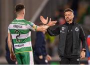 10 May 2024; Shamrock Rovers sporting director Stephen McPhail and Josh Honohan after the SSE Airtricity Men's Premier Division match between Shamrock Rovers and St Patrick's Athletic at Tallaght Stadium in Dublin. Photo by Stephen McCarthy/Sportsfile
