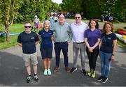 11 May 2024; IN attendance at the 63rd International Liffey Descent at The K Club in Straffan, Kildare, are, from left, Canoe Ireland operations manager Ciaran Maguire, Canoe Ireland chief executive Moira Aston, Sport Ireland director of high performance Paul McDermott, Thomas Byrne TD, Minister of State for Sport, Physical Education, and the Gaeltacht, canoeist Jenny Egan-Simmons and Melissa Fisher, Bridge the Gap programme volunteer with Canoeing Ireland. Photo by Seb Daly/Sportsfile