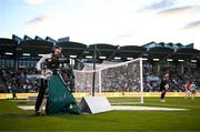 10 May 2024; A broadcast camera follows the play from behind the goal during the SSE Airtricity Men's Premier Division match between Shamrock Rovers and St Patrick's Athletic at Tallaght Stadium in Dublin. Photo by Stephen McCarthy/Sportsfile