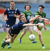 11 May 2024; Rian Stafford of Meath in action against Gearóid Evans of Kerry during the EirGrid GAA All-Ireland Football U20 Championship semi-final match between Meath and Kerry at FBD Semple Stadium in Thurles, Tipperary. Photo by David Fitzgerald/Sportsfile
