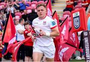 11 May 2024; Mike Lowry of Ulster runs out for his 100th cap before the United Rugby Championship match between Scarlets and Ulster at Parc Y Scarlets in Llanelli, Wales. Photo by Chris Fairweather/Sportsfile