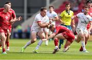 11 May 2024; Jacob Stockdale of Ulster is tackled by Sam Costelow of Scarlets during the United Rugby Championship match between Scarlets and Ulster at Parc Y Scarlets in Llanelli, Wales. Photo by Chris Fairweather/Sportsfile