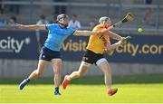 11 May 2024; Niall McKenna of Antrim in action against Dónal Burke of Dublin during the Leinster GAA Hurling Senior Championship Round 3 match between Dublin and Antrim at Parnell Park in Dublin. Photo by Ben McShane/Sportsfile