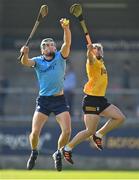 11 May 2024; Chris Crummey of Dublin in action against Sean Elliott of Antrim during the Leinster GAA Hurling Senior Championship Round 3 match between Dublin and Antrim at Parnell Park in Dublin. Photo by Ben McShane/Sportsfile