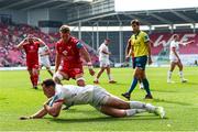 11 May 2024; Jacob Stockdale of Ulster goes over for a try during the United Rugby Championship match between Scarlets and Ulster at Parc Y Scarlets in Llanelli, Wales. Photo by Gruff Thomas/Sportsfile