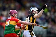 11 May 2024; TJ Reid of Kilkenny in action against Dion Wall of Carlow during the Leinster GAA Hurling Senior Championship Round 3 match between Carlow and Kilkenny at Netwatch Cullen Park in Carlow. Photo by Piaras Ó Mídheach/Sportsfile