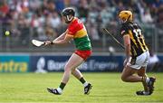11 May 2024; Richard Coady of Carlow in action against Billy Ryan of Kilkenny during the Leinster GAA Hurling Senior Championship Round 3 match between Carlow and Kilkenny at Netwatch Cullen Park in Carlow. Photo by Piaras Ó Mídheach/Sportsfile