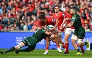 11 May 2024; Alex Nankivell of Munster is tackled by Joe Joyce of Connacht during the United Rugby Championship match between Munster and Connacht at Thomond Park in Limerick. Photo by Brendan Moran/Sportsfile