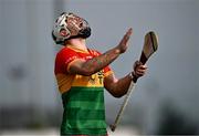 11 May 2024; Chris Nolan of Carlow reacts after hitting a wide during the Leinster GAA Hurling Senior Championship Round 3 match between Carlow and Kilkenny at Netwatch Cullen Park in Carlow. Photo by Piaras Ó Mídheach/Sportsfile