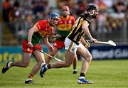 11 May 2024; Conor Fogarty of Kilkenny in action against Fiachra Fitzpatrick of Carlow during the Leinster GAA Hurling Senior Championship Round 3 match between Carlow and Kilkenny at Netwatch Cullen Park in Carlow. Photo by Piaras Ó Mídheach/Sportsfile