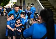 11 May 2024; Andrew Porter of Leinster takes a photo with Leinster supporters before the United Rugby Championship match between Leinster and Ospreys at the RDS Arena in Dublin. Photo by Harry Murphy/Sportsfile