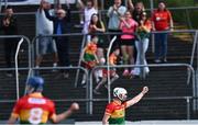 11 May 2024; Martin Kavanagh of Carlow celebrates after scoring an injury-time free to level the match during the Leinster GAA Hurling Senior Championship Round 3 match between Carlow and Kilkenny at Netwatch Cullen Park in Carlow. Photo by Piaras Ó Mídheach/Sportsfile