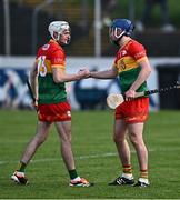 11 May 2024; Carlow players Conor Kehoe, left, and Ciarán Whelan after the drawn Leinster GAA Hurling Senior Championship Round 3 match between Carlow and Kilkenny at Netwatch Cullen Park in Carlow. Photo by Piaras Ó Mídheach/Sportsfile