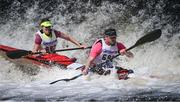 11 May 2024; Ellie McCloy and Mathew Rowlands, competing in the K2 mixed class, during The 63rd International Liffey Descent at Lucan Weir in Lucan, Dublin. Photo by Seb Daly/Sportsfile