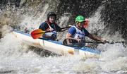 11 May 2024; Ivan Barrett and Orla Obrien, competing in the Touring Double T2 class, during The 63rd International Liffey Descent at Lucan Weir in Lucan, Dublin. Photo by Seb Daly/Sportsfile