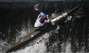 11 May 2024; John Flynn, competing in the K1 A class, attempts to navigate Lucan Weir during The 63rd International Liffey Descent at Lucan Weir in Lucan, Dublin. Photo by Seb Daly/Sportsfile