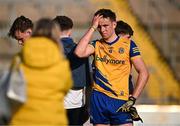 11 May 2024; Conor Ryan of Roscommon  dejected after their side's defeat in the EirGrid GAA All-Ireland Football U20 Championship semi-final match between Roscommon and Tyrone at Kingspan Breffni in Cavan. Photo by Sam Barnes/Sportsfile