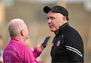 11 May 2024; Tyrone manager Paul Devlin in interviewed after the EirGrid GAA All-Ireland Football U20 Championship semi-final match between Roscommon and Tyrone at Kingspan Breffni in Cavan. Photo by Sam Barnes/Sportsfile