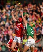 11 May 2024; Brian Hayes of Cork in action against Dan Morrissey of Limerick during the Munster GAA Hurling Senior Championship Round 3 match between Cork and Limerick at SuperValu Páirc Ui Chaoimh in Cork. Photo by Daire Brennan/Sportsfile