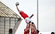 11 May 2024; Peter O'Mahony of Munster gathers possession in a lineout during the United Rugby Championship match between Munster and Connacht at Thomond Park in Limerick. Photo by Brendan Moran/Sportsfile