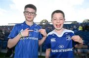 11 May 2024; Leinster supporters Liam Lynch, age 10, left, and Finn Hoban, age 10, both from Dublin, before the United Rugby Championship match between Leinster and Ospreys at the RDS Arena in Dublin. Photo by Ben McShane/Sportsfile