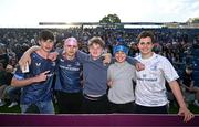11 May 2024; Leinster supporters, from left, Nick Penalva, Max Lisovoy, Edward Roberts, Sam Innes and Guy Gilbey, all from Kent, England, before the United Rugby Championship match between Leinster and Ospreys at the RDS Arena in Dublin. Photo by Ben McShane/Sportsfile