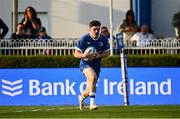 11 May 2024; Jimmy O'Brien of Leinster on his way to scoring his side's first try the United Rugby Championship match between Leinster and Ospreys at the RDS Arena in Dublin. Photo by Harry Murphy/Sportsfile