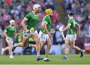 11 May 2024; Kyle Hayes of Limerick celebrates after scoring a point during the Munster GAA Hurling Senior Championship Round 3 match between Cork and Limerick at SuperValu Páirc Ui Chaoimh in Cork. Photo by Stephen McCarthy/Sportsfile