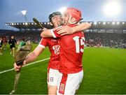 11 May 2024; Ger Mellerick, left, and Brian Hayes of Cork celebrate after the Munster GAA Hurling Senior Championship Round 3 match between Cork and Limerick at SuperValu Páirc Ui Chaoimh in Cork. Photo by Daire Brennan/Sportsfile
