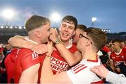 11 May 2024; Robert Downey of Cork celebrates with supporters after the Munster GAA Hurling Senior Championship Round 3 match between Cork and Limerick at SuperValu Páirc Ui Chaoimh in Cork. Photo by Daire Brennan/Sportsfile