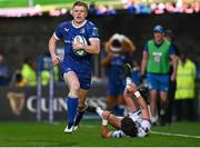11 May 2024; Tommy O'Brien of Leinster evades the tackle of Jack Walsh of Ospreys during the United Rugby Championship match between Leinster and Ospreys at the RDS Arena in Dublin. Photo by Harry Murphy/Sportsfile