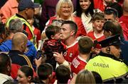 11 May 2024; Patrick Horgan of Cork celebrates with his son Jack, aged 2, after the Munster GAA Hurling Senior Championship Round 3 match between Cork and Limerick at SuperValu Páirc Ui Chaoimh in Cork. Photo by Daire Brennan/Sportsfile