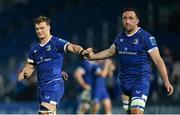 11 May 2024; Josh van der Flier, left, and Jack Conan of Leinster after the United Rugby Championship match between Leinster and Ospreys at the RDS Arena in Dublin. Photo by Ben McShane/Sportsfile