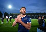 11 May 2024; Leinster captain Caelan Doris after his side's victory in the United Rugby Championship match between Leinster and Ospreys at the RDS Arena in Dublin. Photo by Harry Murphy/Sportsfile
