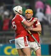 11 May 2024; Tim O'Mahony, left, and Shane Barrett of Cork celebrate after the Munster GAA Hurling Senior Championship Round 3 match between Cork and Limerick at SuperValu Páirc Ui Chaoimh in Cork. Photo by Daire Brennan/Sportsfile