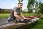 11 May 2024; Davey Burke prepares his boat before The 63rd International Liffey Descent at The K Club in Straffan, Kildare. Photo by Seb Daly/Sportsfile