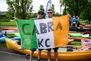 11 May 2024; Stuart Moffatt, left, and Christopher Hughes before The 63rd International Liffey Descent at The K Club in Straffan, Kildare. Photo by Seb Daly/Sportsfile