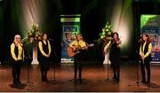 11 May 2024; The CLG An Creagán Maigh Locha team, including Elaine Ryan, Claire O'Sullivan, Corina Colleran, Éilis Colleran and Sharon Meehan, representing Galway and Connacht in the Bailéad-Ghrúpa competition during the Scór Sinsear 2024 All-Ireland Finals at the INEC Arena in Killarney, Kerry. Photo by Shauna Clinton/Sportsfile