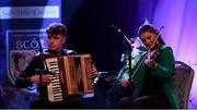 11 May 2024; The CLG Chlann na nGael team, including Andrew Collins, Molly McQueen, Davina Connolly and Saoirse Connolly, representing Cork and Munster in the Ceol Uirlise competition during the Scór Sinsear 2024 All-Ireland Finals at the INEC Arena in Killarney, Kerry. Photo by Shauna Clinton/Sportsfile