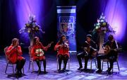 11 May 2024; The An Bhanbh-Baile an Mhitigh, CLG team, including Jane Rossiter, Tom Reville, Jessica Reville, Dearbhla Daly and Cillian Cullen, representing Wexford and Leinster in the Ceol Uirlise competition during the Scór Sinsear 2024 All-Ireland Finals at the INEC Arena in Killarney, Kerry. Photo by Shauna Clinton/Sportsfile