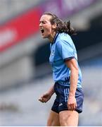 12 May 2024; Hannah Tyrrell of Dublin celebrates a score during the Leinster LGFA Senior Football Championship final match between Dublin and Meath at Croke Park in Dublin. Photo by Ben McShane/Sportsfile