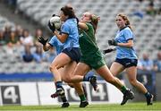 12 May 2024; Leah Caffrey of Dublin in action against Marion Farrelly of Meath during the Leinster LGFA Senior Football Championship final match between Dublin and Meath at Croke Park in Dublin. Photo by Harry Murphy/Sportsfile